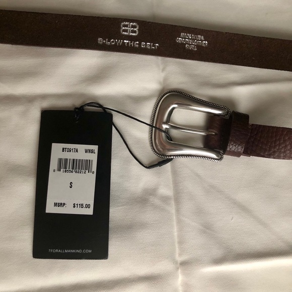 NWT B-low The Belt | 7FAM ‘Taos Mini’ Leather Belt • Wine, Silver • size S